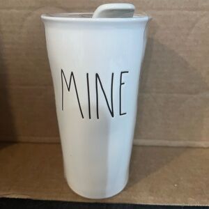 Rae Dunn White 'MINE' Mug with Lid